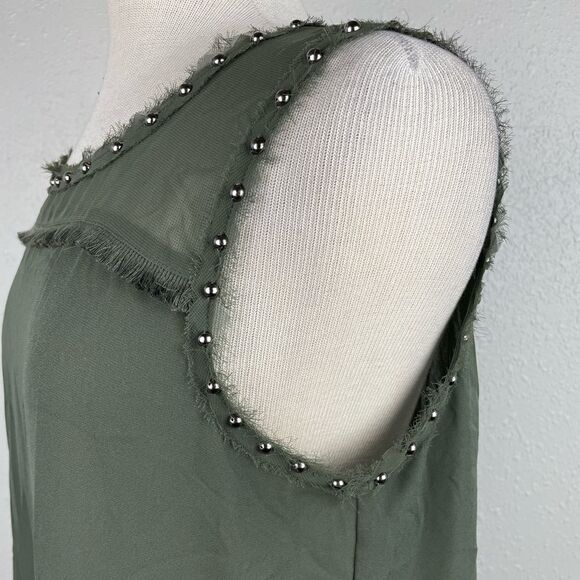 A.n.a Sheer Green Sleeveless Blouse Top Size Petite M EUC - Picture 6 of 9